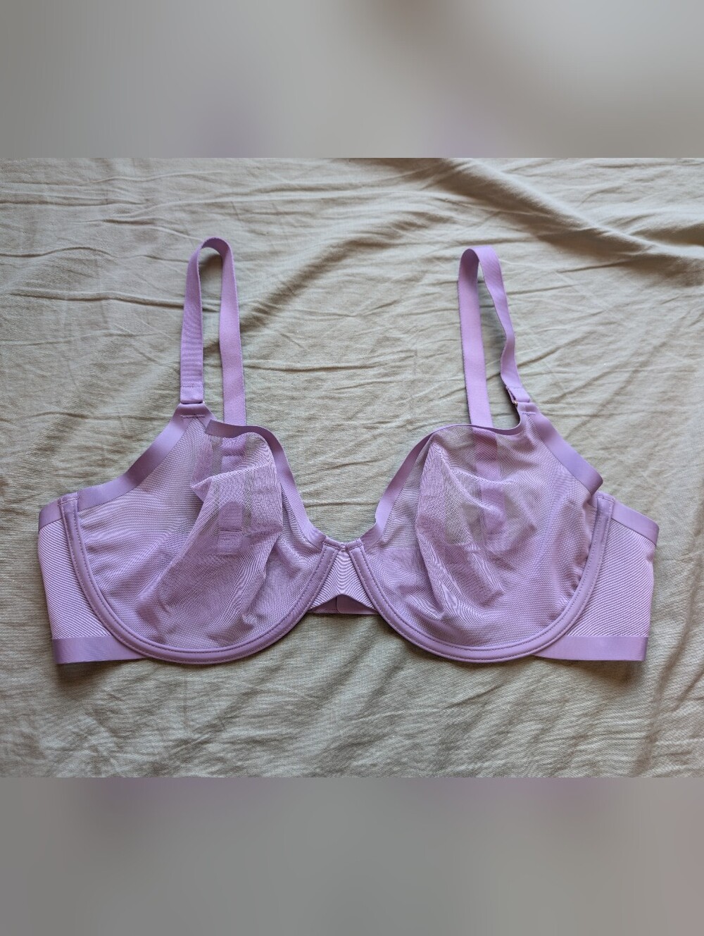 NWOT CUUP Unlined Mesh Balconette Bra 40D Lavender